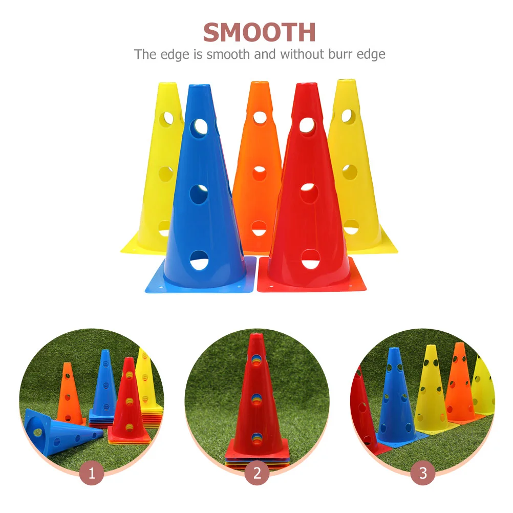 5 Pcs Soccer Training Equipment Football Logo Bucket Hollow Stackable Cones Pe Roller Skating Markers