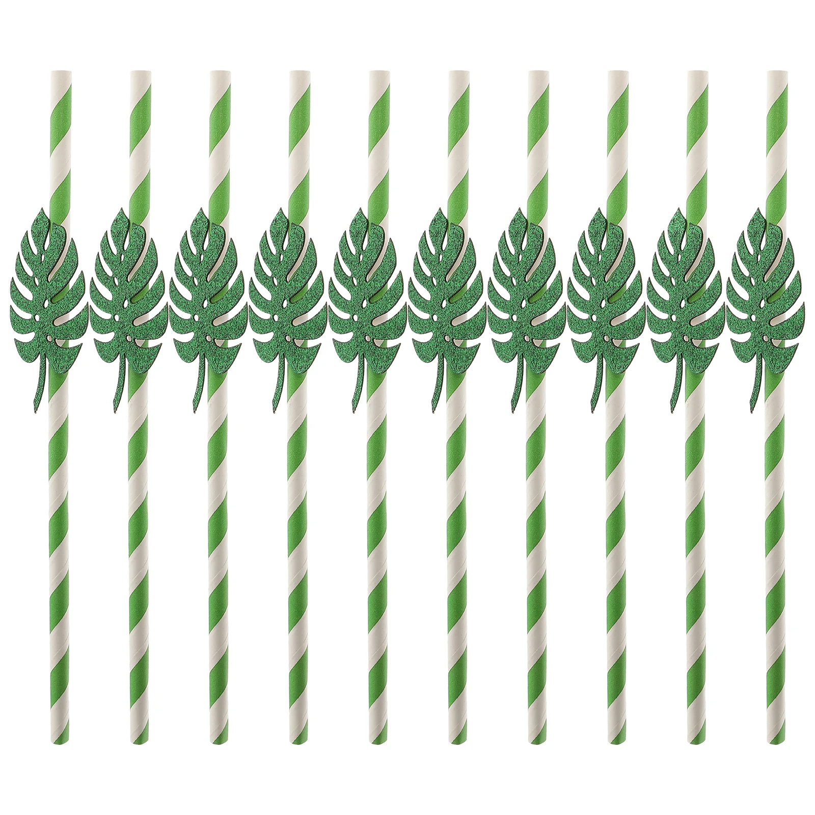 

10 Pcs Monstera Leaf Paper Straws Disposable Drinking Glitter Cocktail Straws For Wedding Birthday Banquet Tea