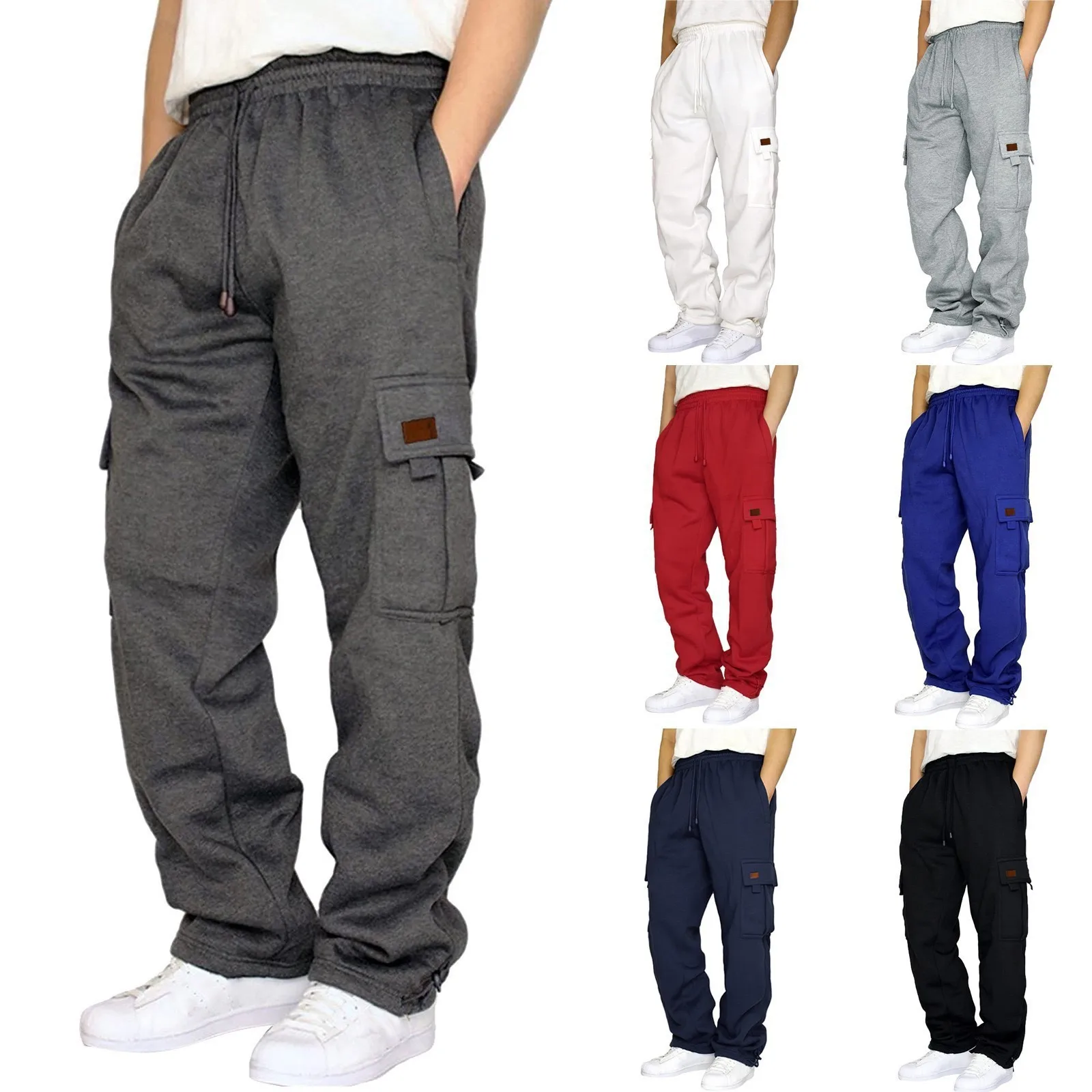

Cross-Border Autumn And Winter Hot New Men's Sports Casual Pants Multi-Pocket Rope Loose Cargo Pants Comfortable Sweatpants