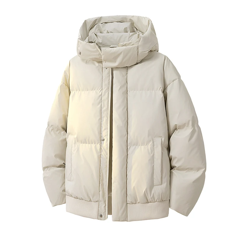 Casual All-match Warm Men Parkas Coats Fashion Comfortable Hooded Male Clothes Outdoor Windproof Outerwear Solid Color New Style