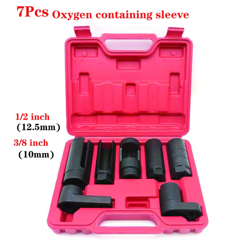 7pcs Oxygen Sensor Socket Wrench Thread Chaser Tool Kit Auto O2 Socket Removal Installation Install Offset Vacuum Sensor Socket