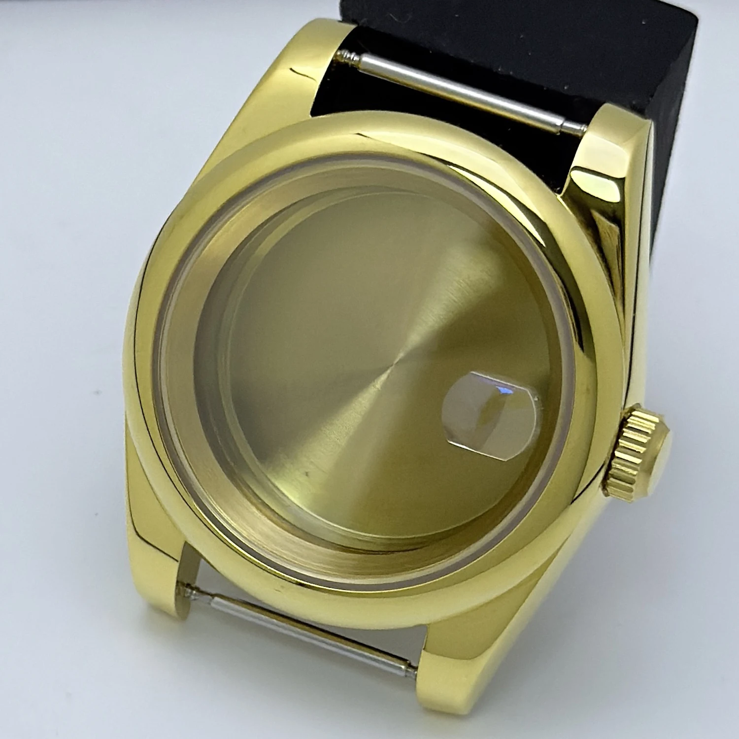 NH35 316L Stainless Steel 36mm/39mm Gold Semicircular Sapphire Magnifying Glass Watch Case Fit NH35/NH36 Movement