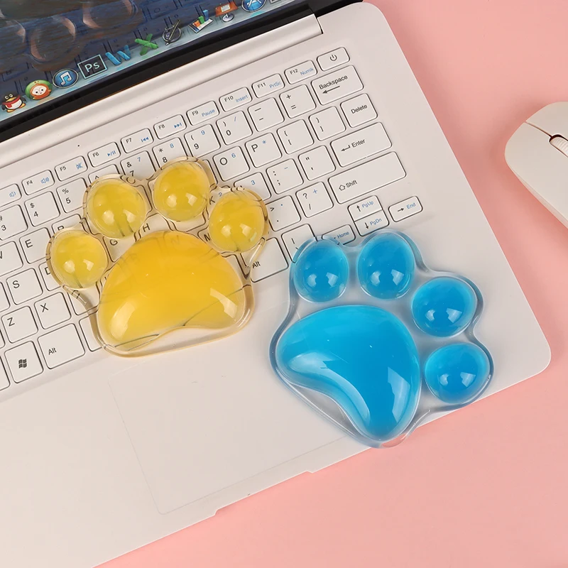 Transparent Cat's Paw Shaped Silicone Mouse Wrist Rest Anti-Fatigue Office Keyboard Holder Anti-Slip Easy Typing Support Pad