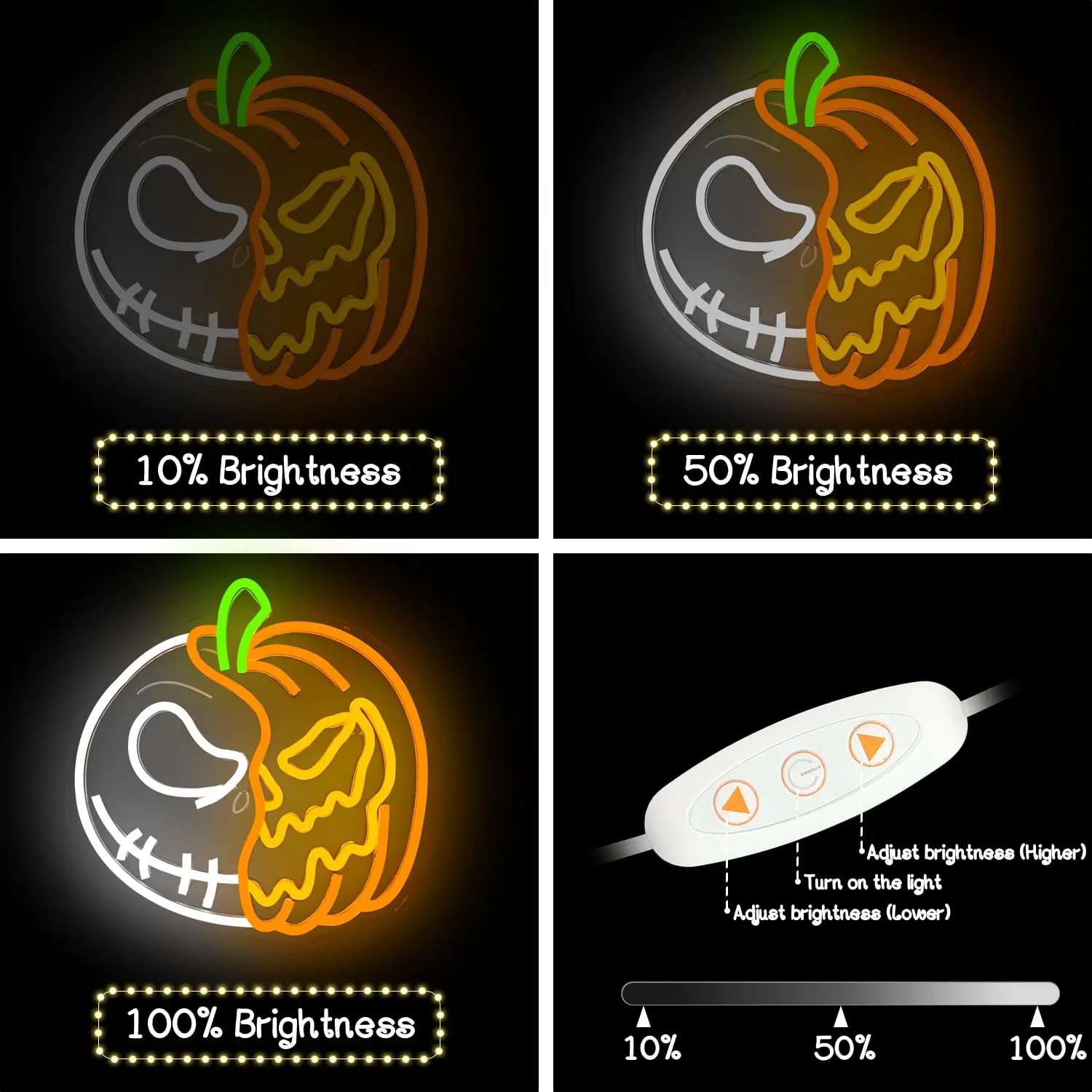 Neonowe lampy na Halloween, neonowa czaszka, lampy z dyniami, neon LED na Halloween do dekoracji ścian sypialni, dekoracje na Halloween, prezent na Boże Narodzenie