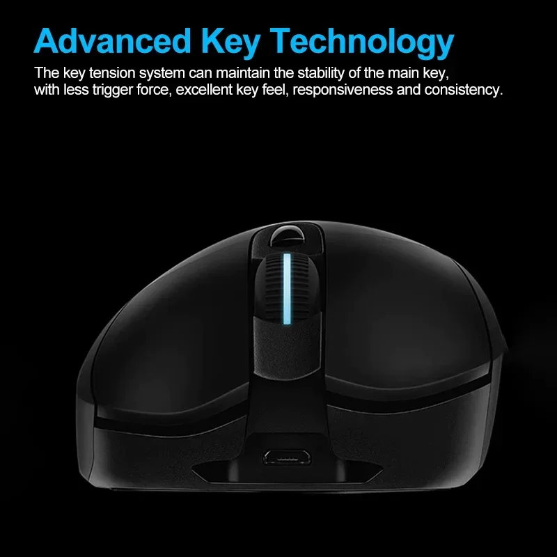 Mouse da gioco wireless Logitech G703 LIGHTSPEED con sensore HERO da 25600 DPI, illuminazione RGB e design ergonomico per giochi su PC