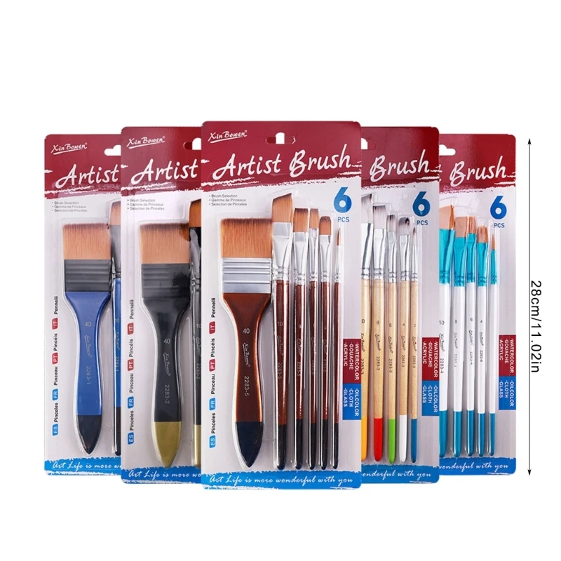 3 Set Paint Brush Artist Brushes Watercolor Paint Brush Nylon Hair Paint Brushes Oil Painting Brushes for Painting