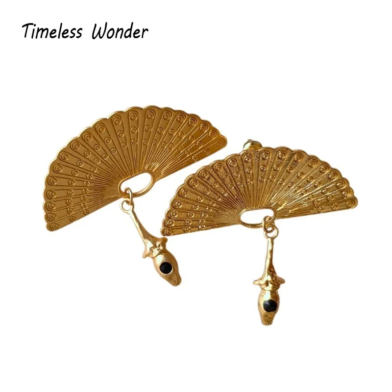 Timeless Wonder Retro Geo Fan Stud Earrings for Women Designer Jewelry Trendy Sweet Gift Rare Top Vintage Style 3376