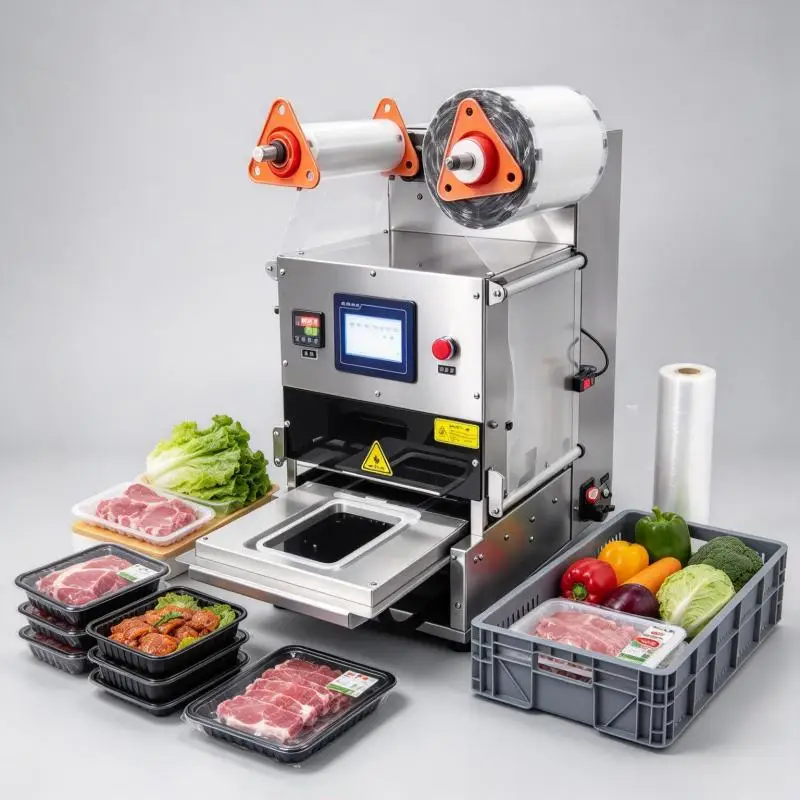 Modified Atmosphere Packaging Machine MAP Food Tray Sealing Machine Gas Flushing Fresh Food Packaging
