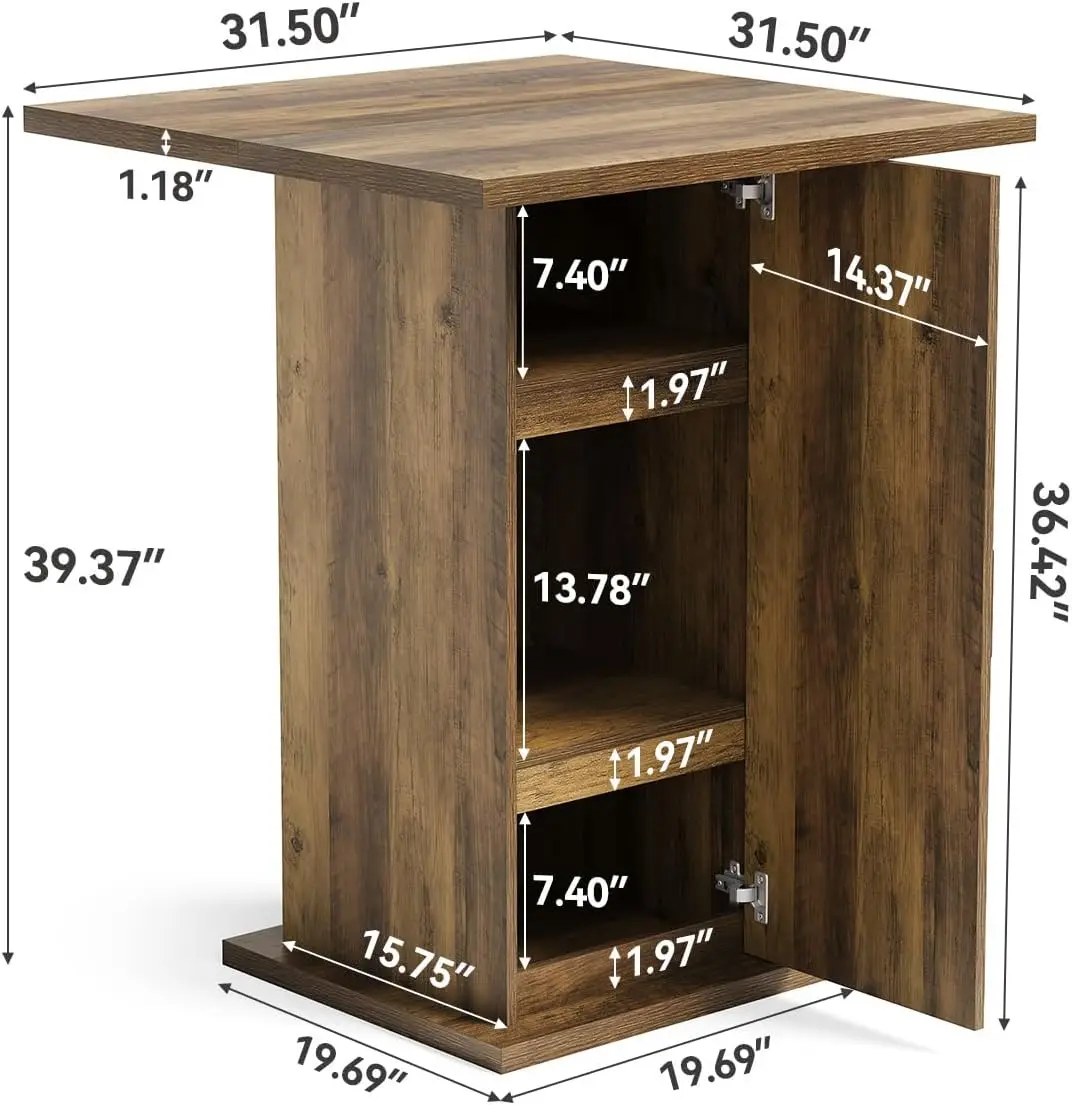 Bar Table with Storage Cabinet, 39.4