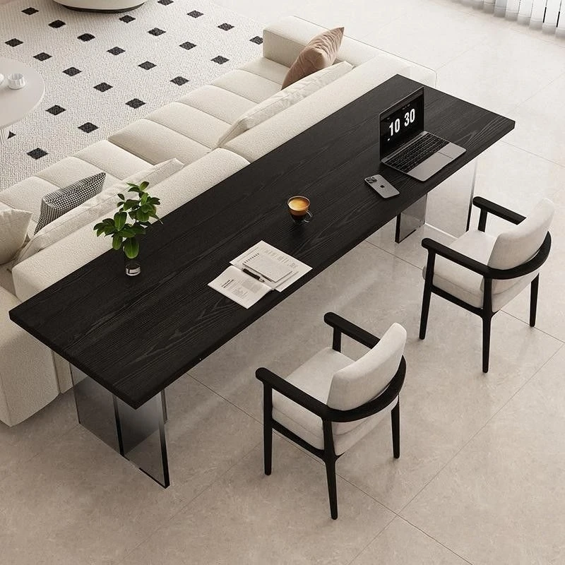 Living room sofa back long table home double study office computer desk Italian suspended solid