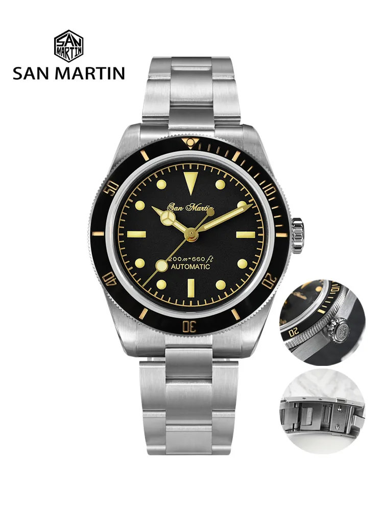 San Martin Vintage 38mm Diver Watch 200m Waterproof NH35 Automatic