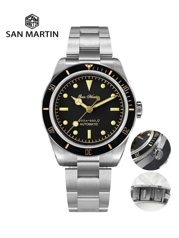 San Martin Vintage 38mm Diver Watch 200m Waterproof NH35 Automatic