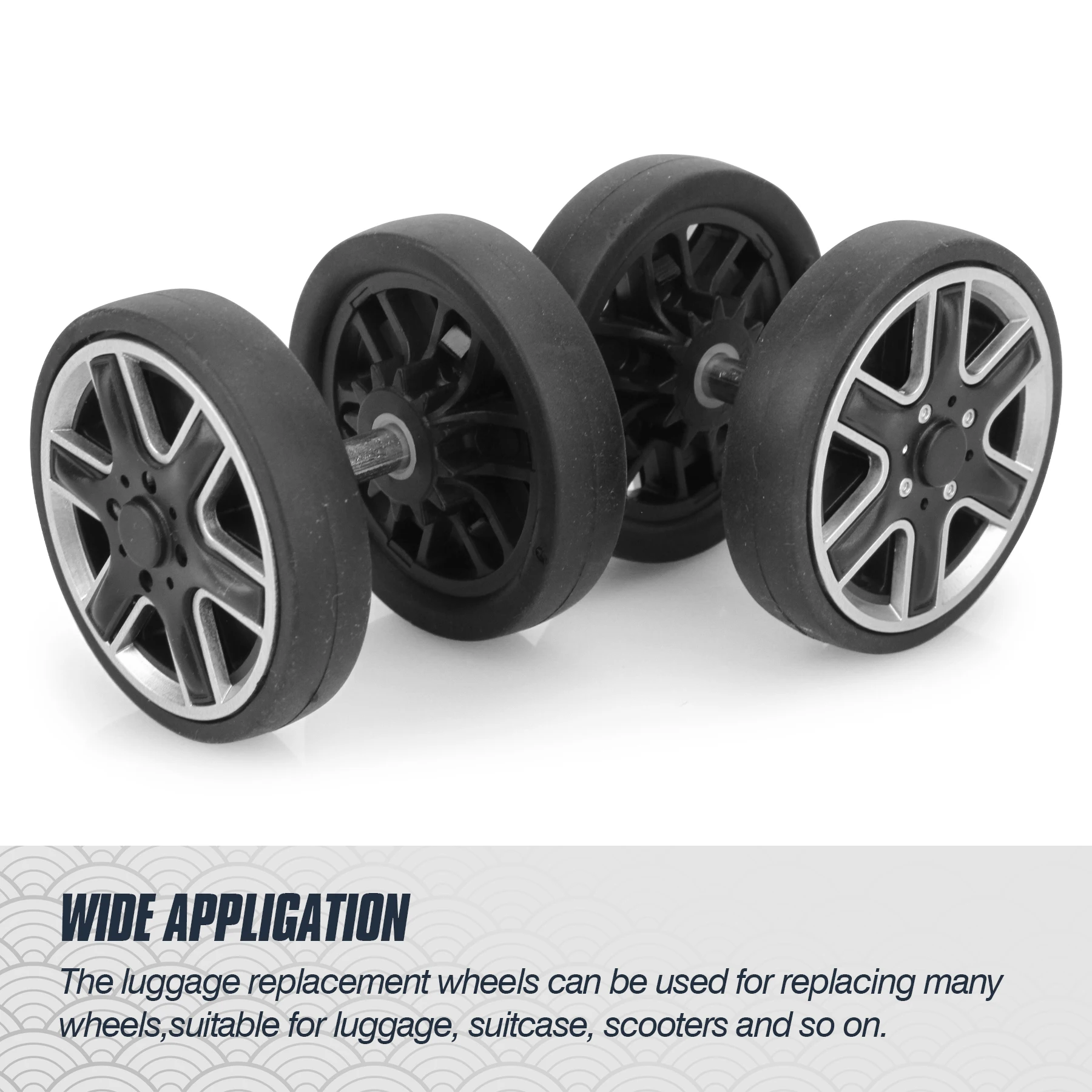 8Pcs Black Luggage Wheel Replacement with Screw Travel Luggage Wheels Replacement Suitcase Parts 55mm Axles Caster Wheel Repair