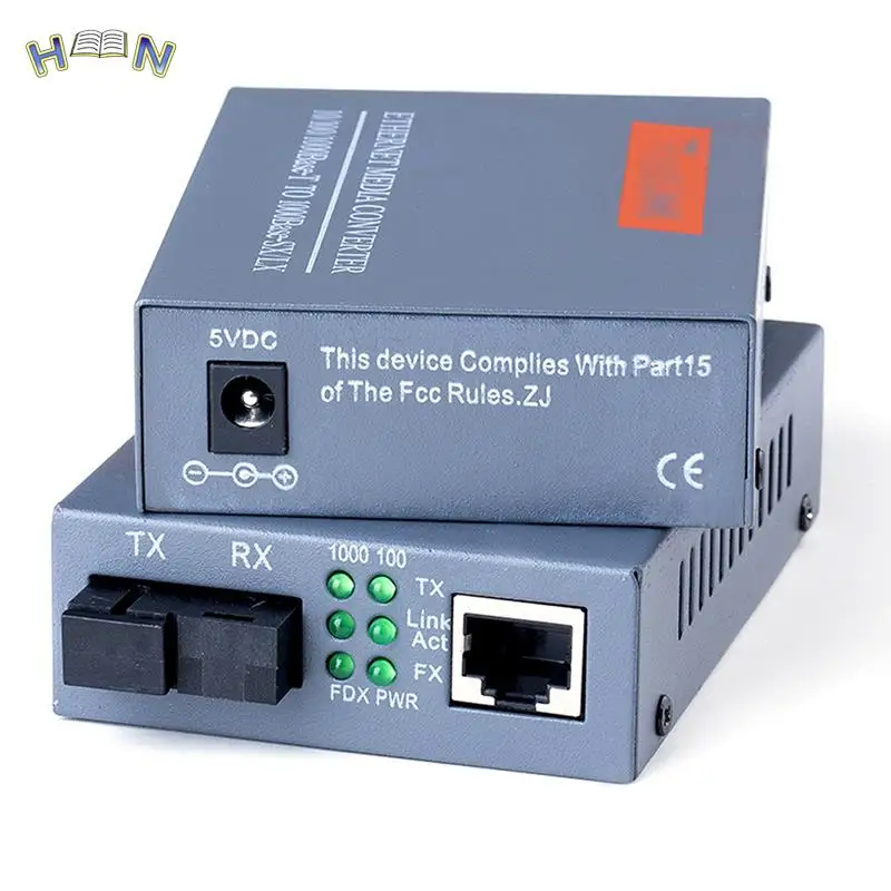 1 Pair HTB-GS-03 A/B Gigabit Fiber Optical Media Converter 1000Mbps Single Mode Single Fiber SC Port 20KM External Power Supply