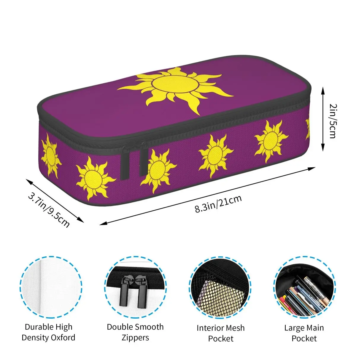 Kotak Pensil Matahari Rapunzel untuk Anak-anak Kotak Pena Sekolah Tas Pensil Perlengkapan Alat Tulis Tas Tempat Pena