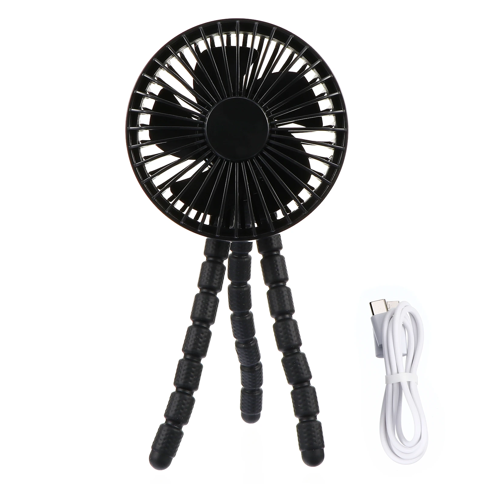

Baby Stroller Fan Mini H held Outdoor Multi function Lazy ABS PP Flexible Claws Adjustable Gear Portable Lightweight Tripod USB