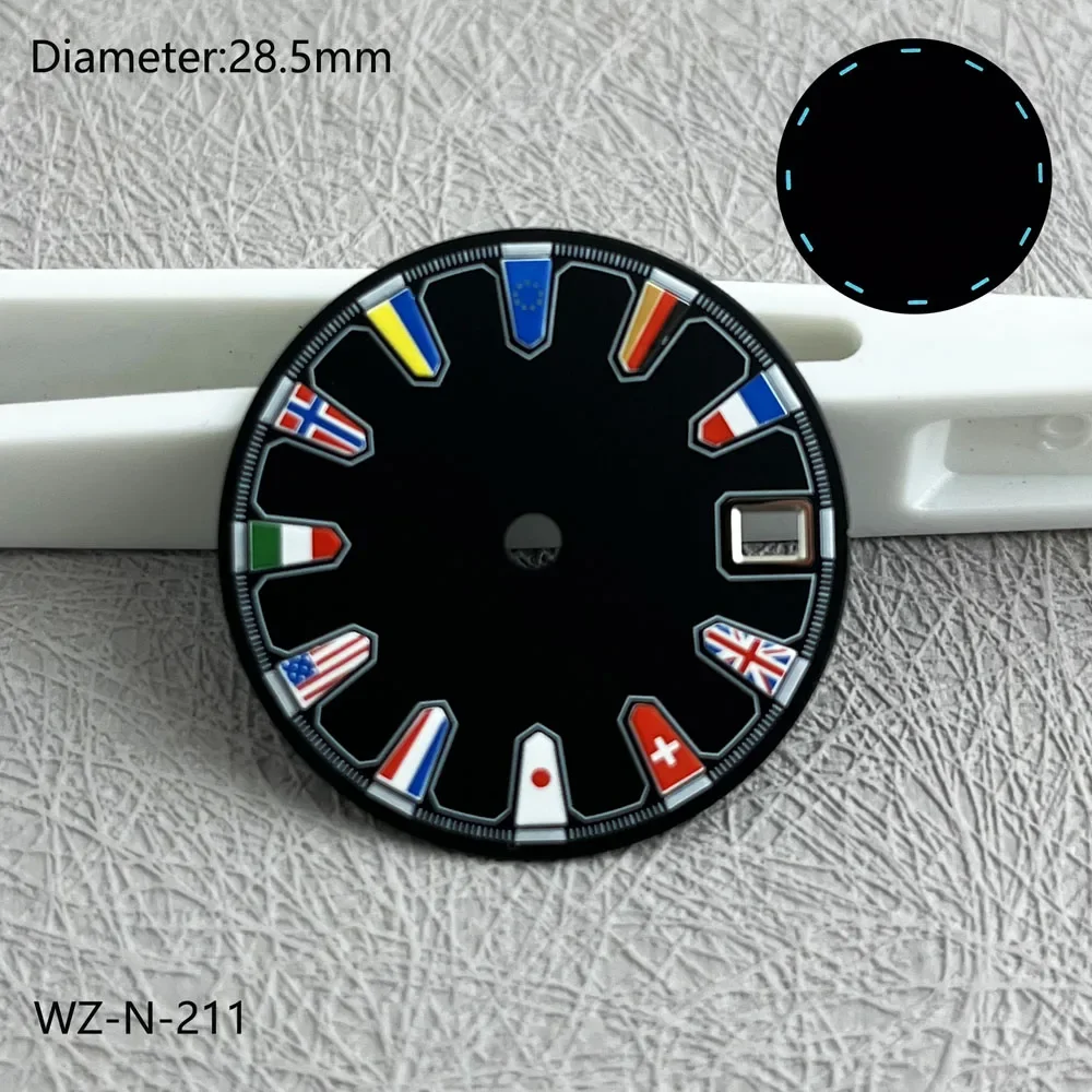 28.5mm nh35 dial estados unidos bandeira do reino unido dial nh35 para japão nh35 movimento automático acessórios de relógio personalizar logotipo
