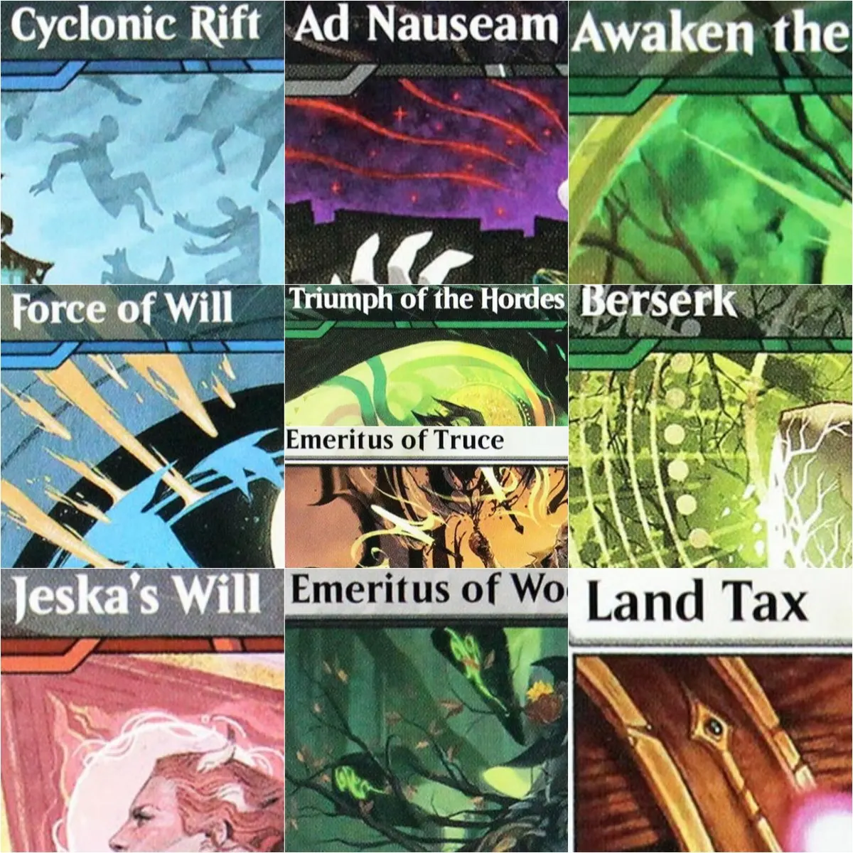 Tarjetas Proxy Mágicas SOS/SOA/SOC [Fuerza de la Voluntad/Impuesto sobre la Tierra/Emeritus of Woe] de Alta Calidad para Juegos de Mesa y Cartas Coleccionables