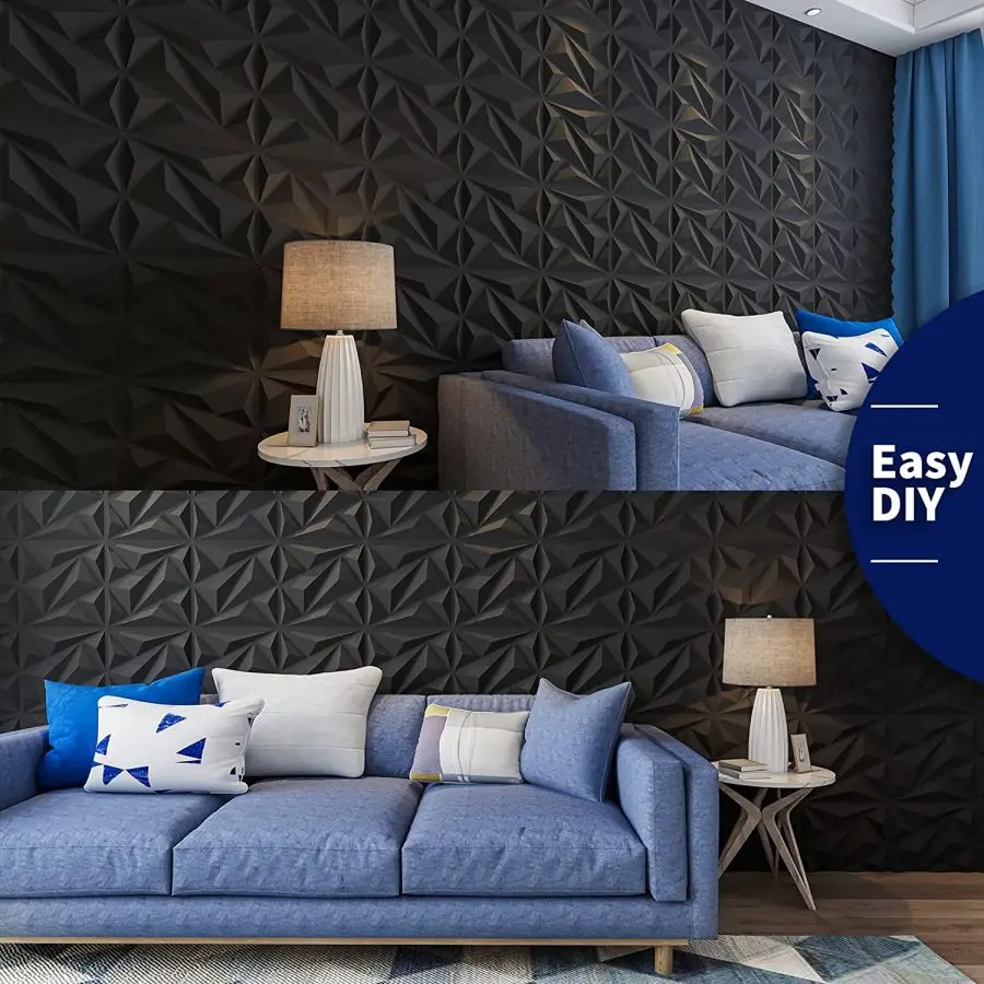 12/20/30pcs 3D pvc wall panels for indoor wall decoration, for living room hall bedroom hotel office,including tape