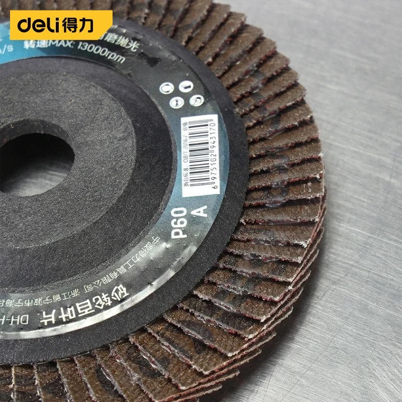 DELI 100mm Brown Fused Alumina Flap Disc 60 Grit Professional Sanding Disc for Angle Grinder