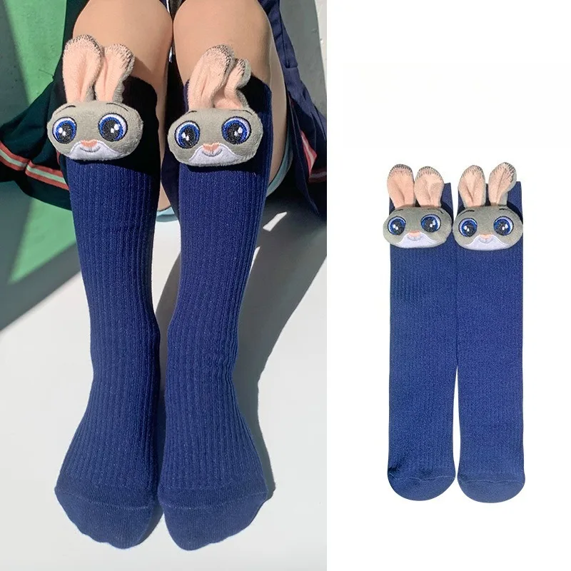 Kawaii DSN Figure Zootopia Creativity Mid-calf Socks Cartoon Judy Rabbit Skin-friendly Stockings Breathable and Sweat-absorbent