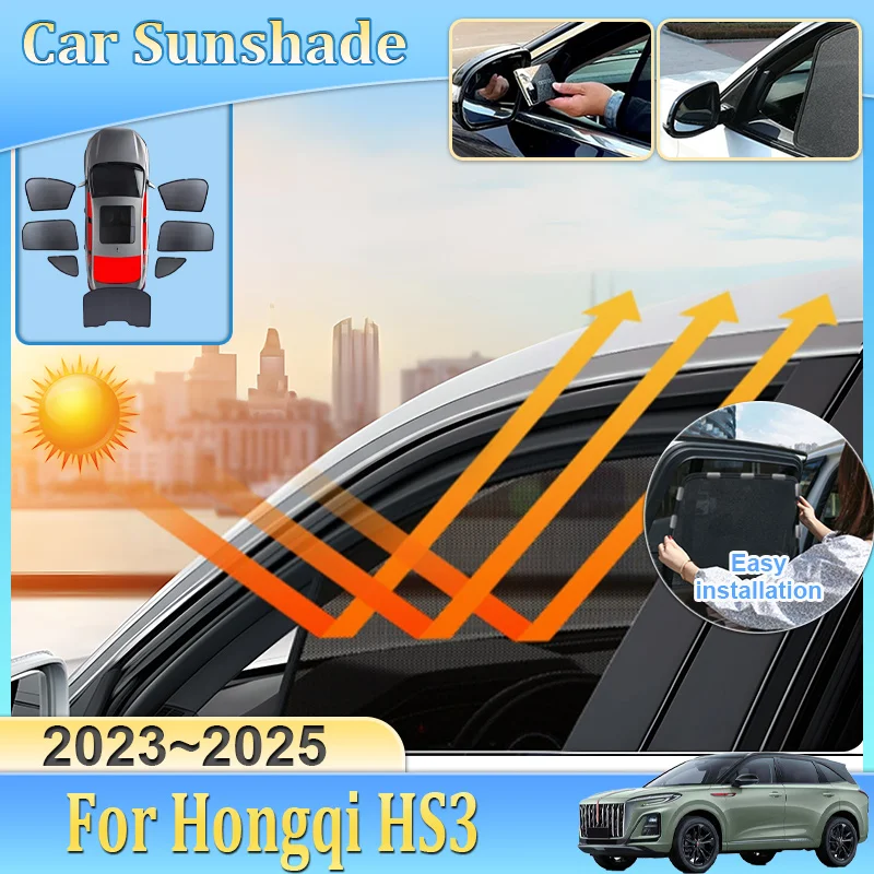 

Солнцезащитный экран для автомобиля Hongqi HS3 2023 2024 2025: сетчатый козырек, блокирующий УФ-лучи, теплоизоляция, шторка на лобовое стекло, автомобильные аксессуары