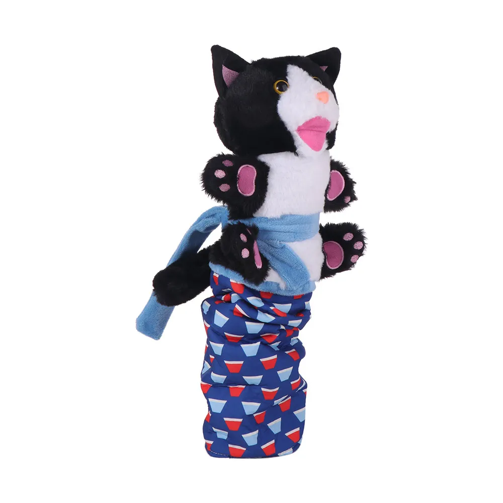 Luva de luta de gato interativa durável, acolchoamento resistente, luva de mão de animal macio, forma de gato de pelúcia, lutador de fantoche de gato, jogo seguro