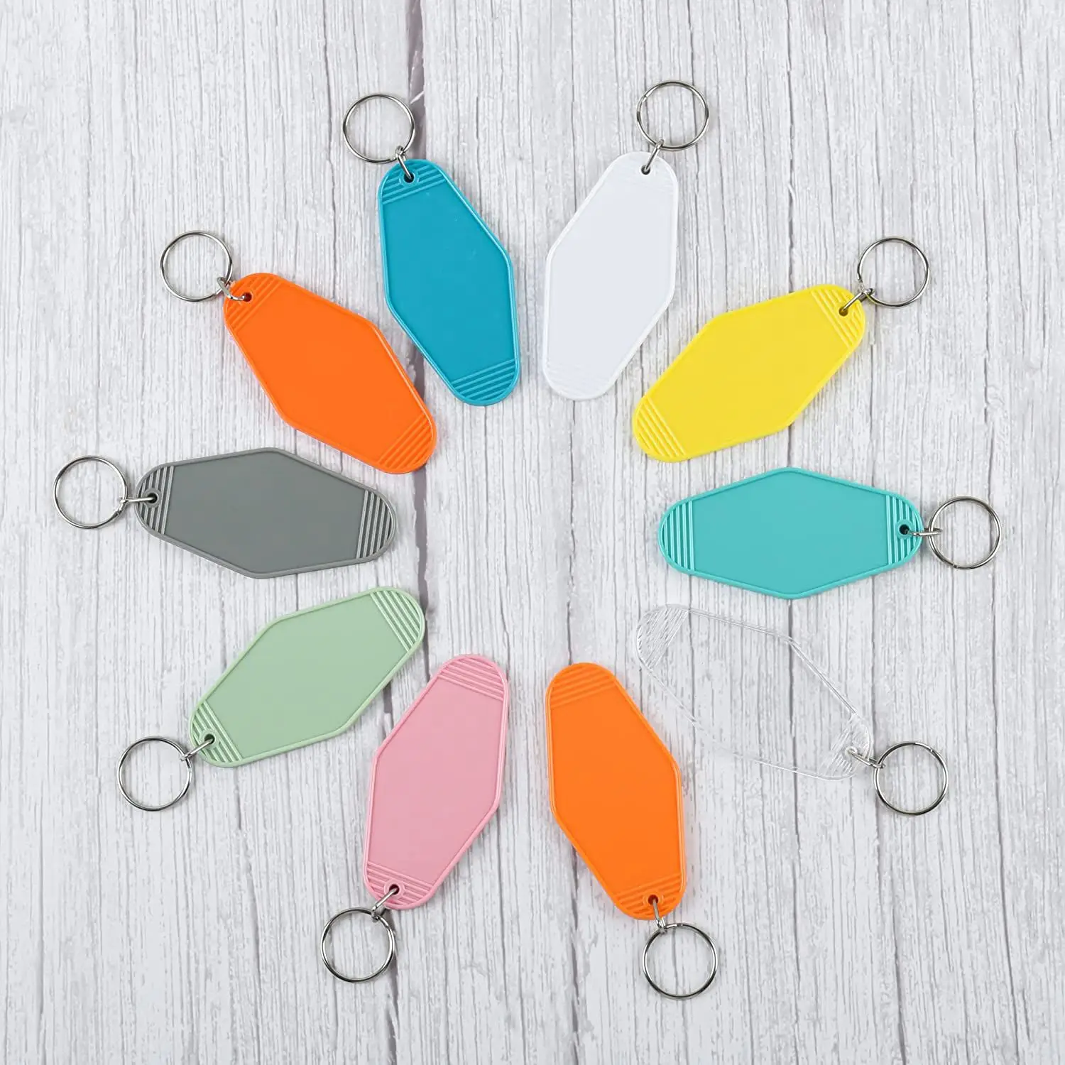 40 Stuks Vintage Motel Sleutelhangers 20 Kleuren Hotel Sleutelhangers Leeg Warmteoverdracht Ornament voor Sublimatie Vinyl DIY Maken HOT