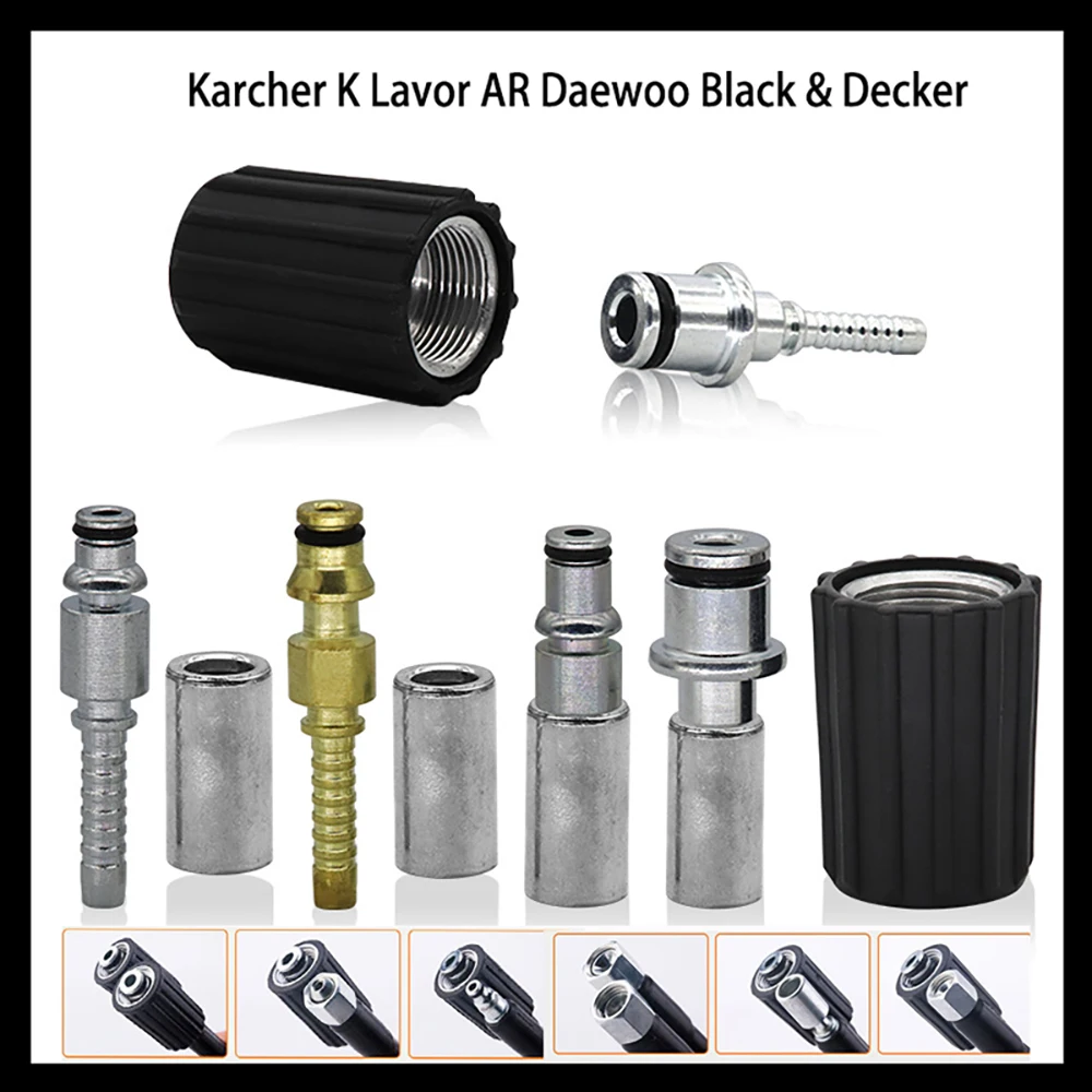 Adaptateur de raccord de tuyau pour nettoyeur haute pression, connecteur de réparation de pointe de tuyau, Karcher K, raccord de tuyau avec manchon