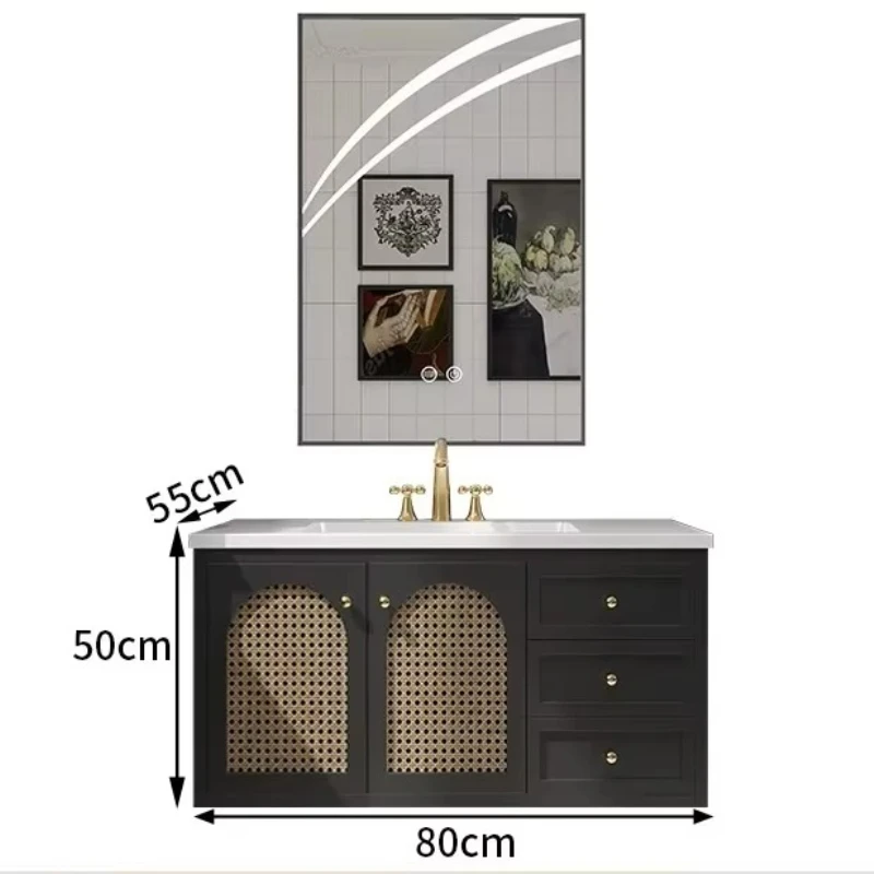 Italian minimalist bathroom vanity with makeup brush rotary plate bathroom furniture