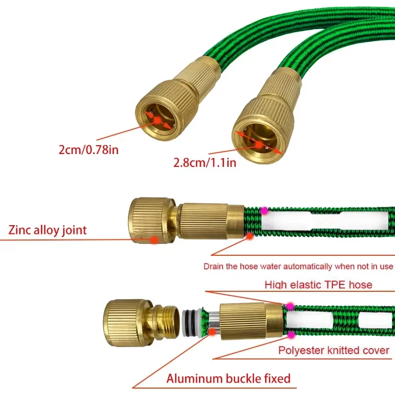 25-125FT Flexible Expandable Garden Hose High-Pressure Nozzle Multifunctional Water Gun Car Wash Hose Garden Supplies
