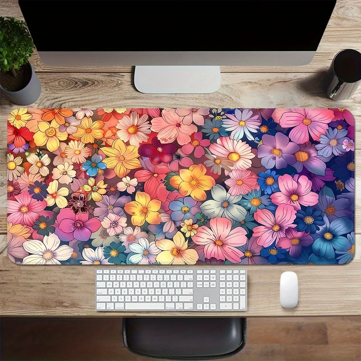 

Floral Gradient Design Mouse Pad Large Rubber Anti-slip PC Desk Accessories Mousepad for Office and Gamer Keyboard Mat Decor Rug
