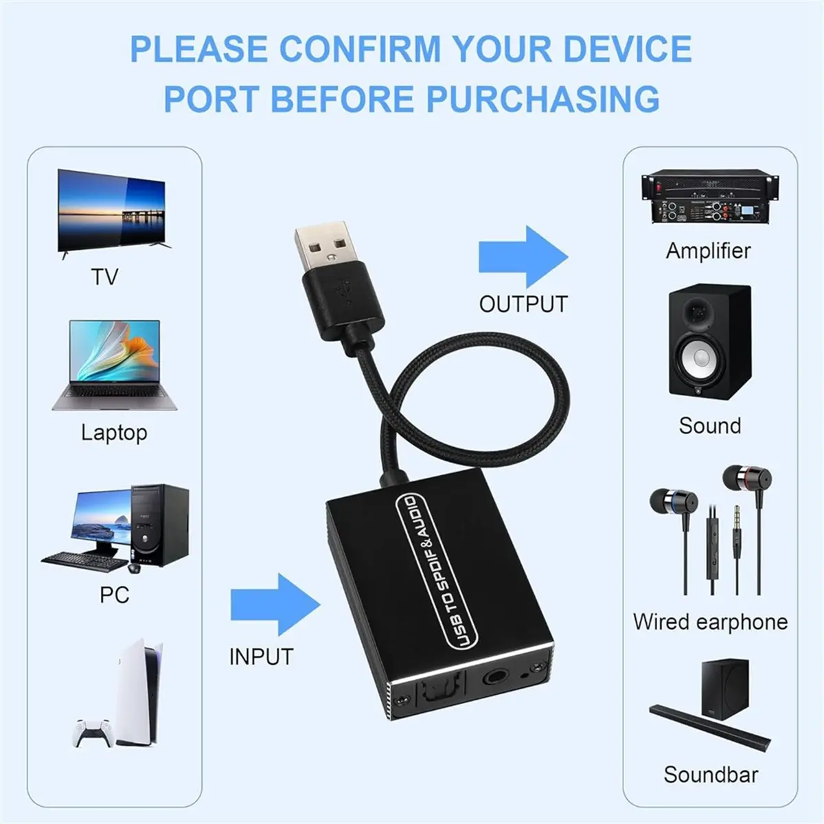 # 70J (черный) USB A на 3.5 мм TOSLINK оптический аудиоадаптер, для PS5, ПК, колонок, электронных аксессуаров