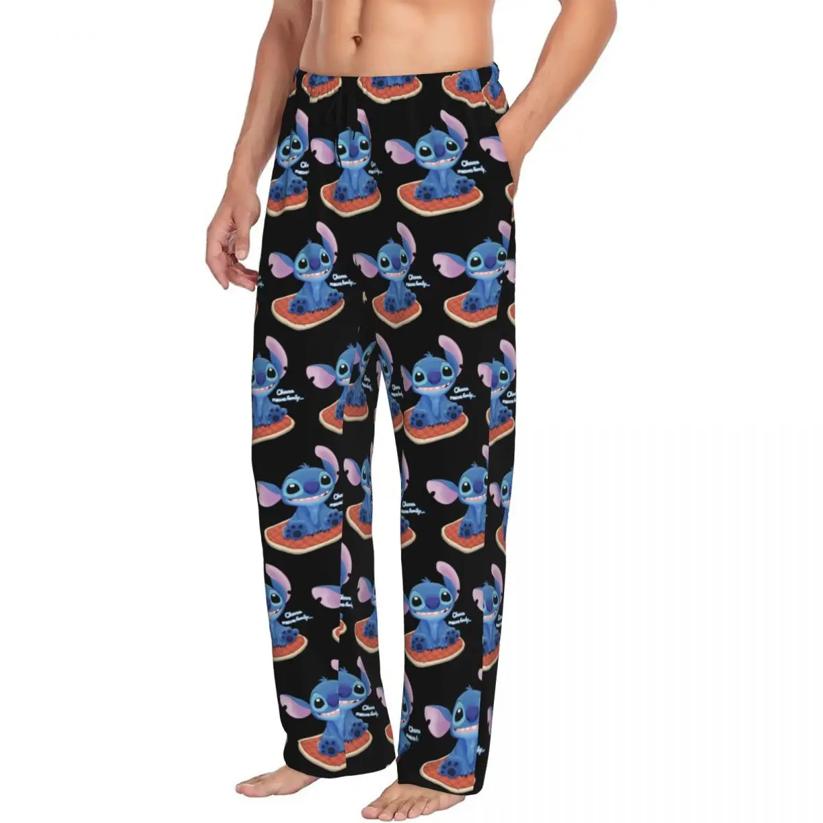 Custom Cartoon Stitch Pajama Pants Men's Sleepwear Lounge Sleep Bottoms Stretch with Pockets