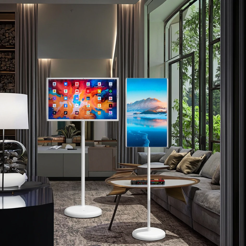 タッチスクリーンテレビディスプレイ内蔵スピーカー搭載スマートテレビ、巻き取り式モバイルLCDテレビセット、屋外用ポータブルスマートテレビ