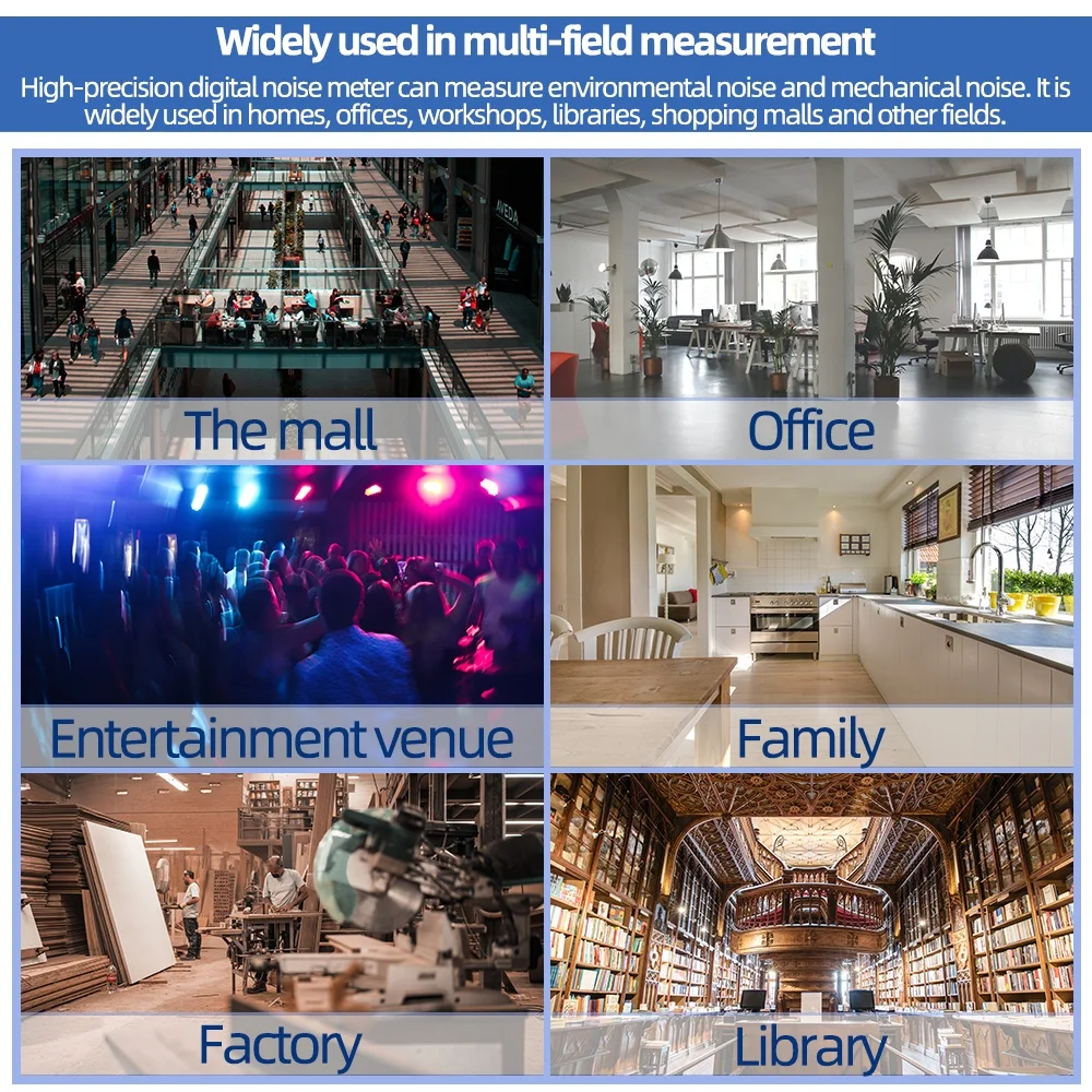 Smart Sensor AS804 Digital Sound Level Meter 30-130dBA Noise Monitoring Decibel Analyzer Portable Noise Meter for Library Office