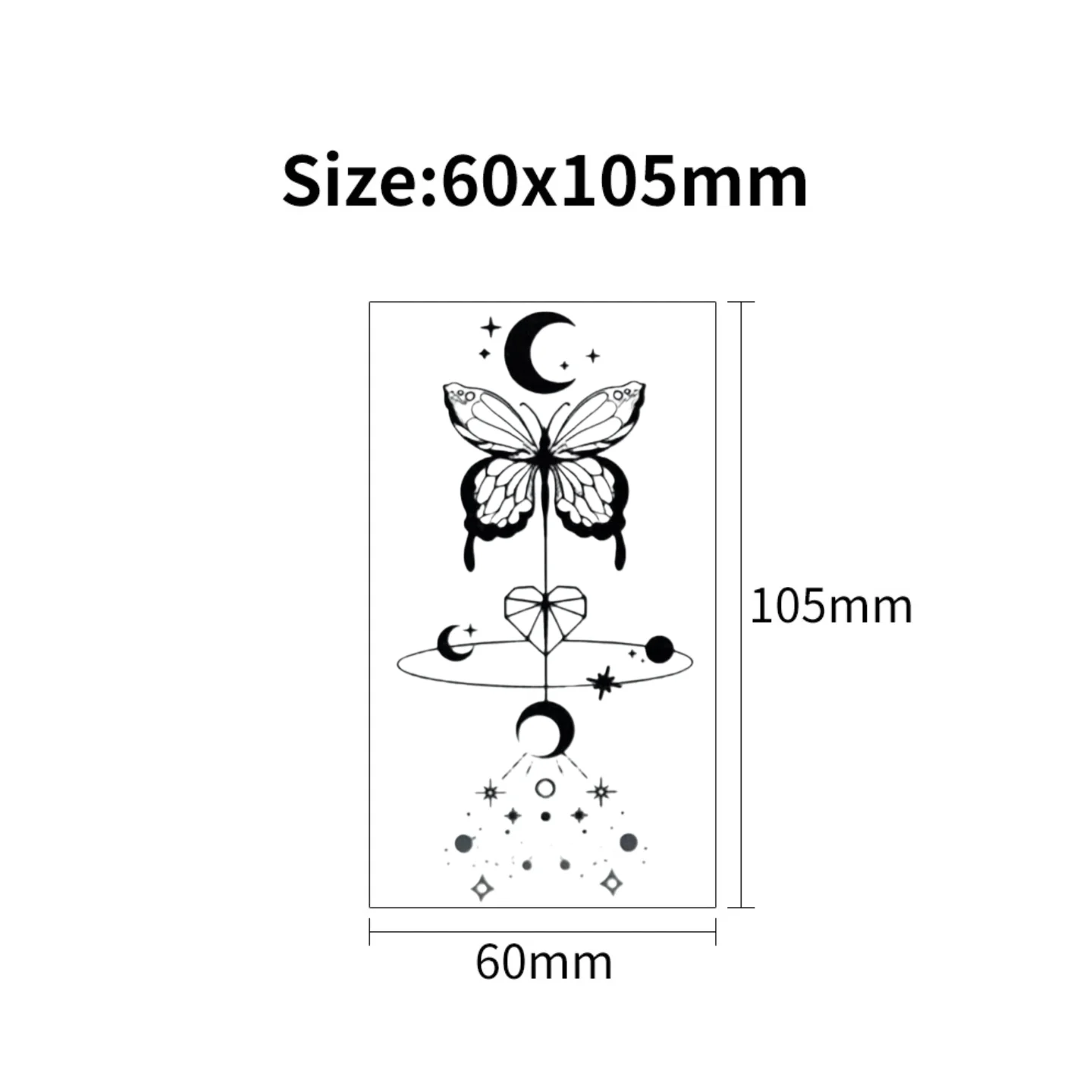 Pegatinas de tatuaje temporal impermeables para fiesta de música eléctrica, mariposa fresca, brillo azul