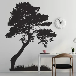 Modern Tree with Grass Wall Sticker Living Room Bedroom Jungle Forest Tree Nature Wall Decal Children Kitchen Vinyl Home Decor