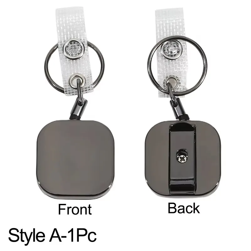 Einziehbarer Schlüsselanhänger, Ausweishalter, robust, aus Metall, mit Karabiner, Gürtelclip und Schlüsselanhänger für Ausweis, Namenshalter