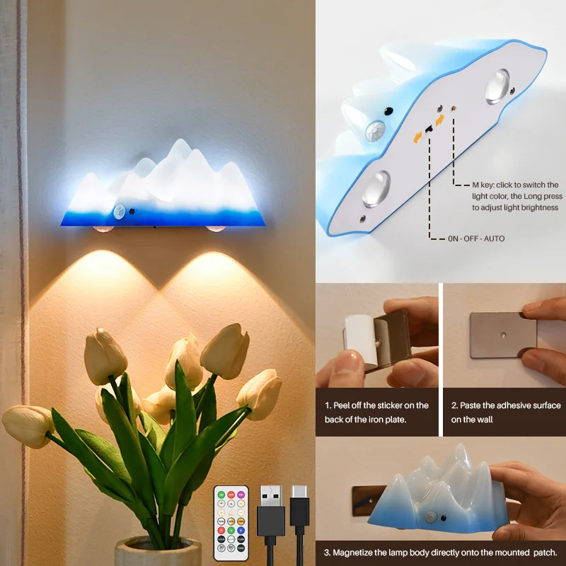 LED Night Light Atmosphere Decor Light RGB Dimmable Rechargeable Nightlamp For Bedroom Living Room Decor New