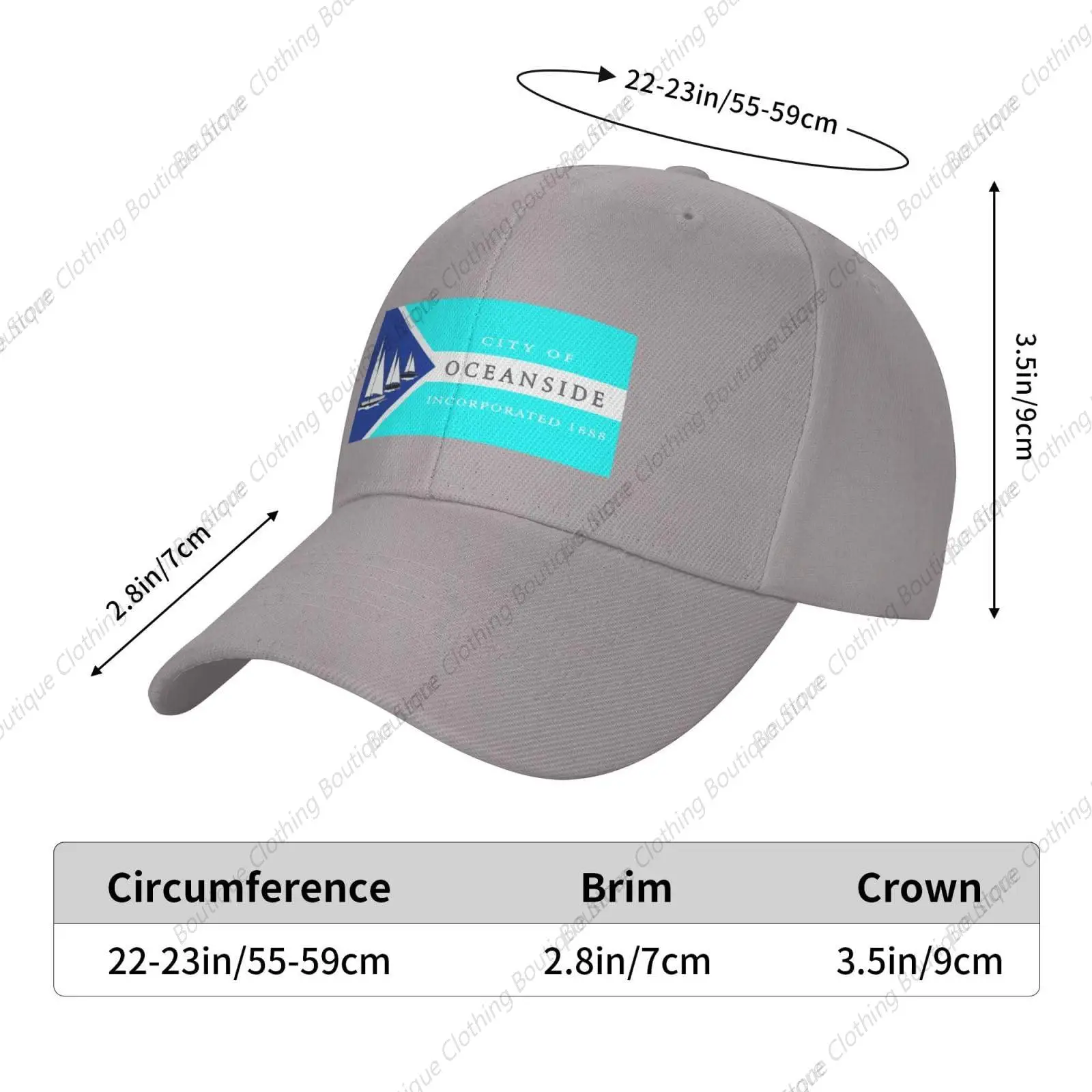 Adjustable Seaside Flag Baseball Cap Women's Baseball Cap Men's Baseball Cap Truck Driver Baseball Cap Sun Cap Gray