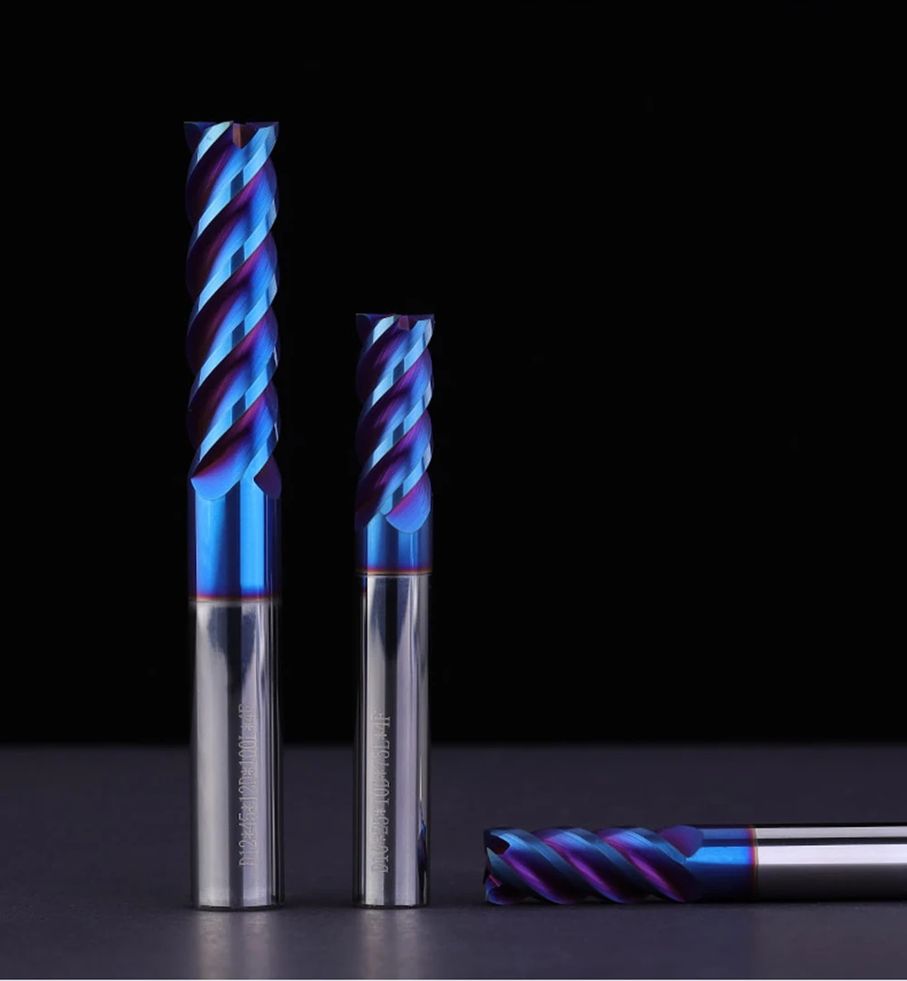 4 Flutes HRC65 10pcs End Mill CNC Cutting tools Alloy Carbide Milling EndMills Tungsten Steel Milling Cutter Square Router Bit