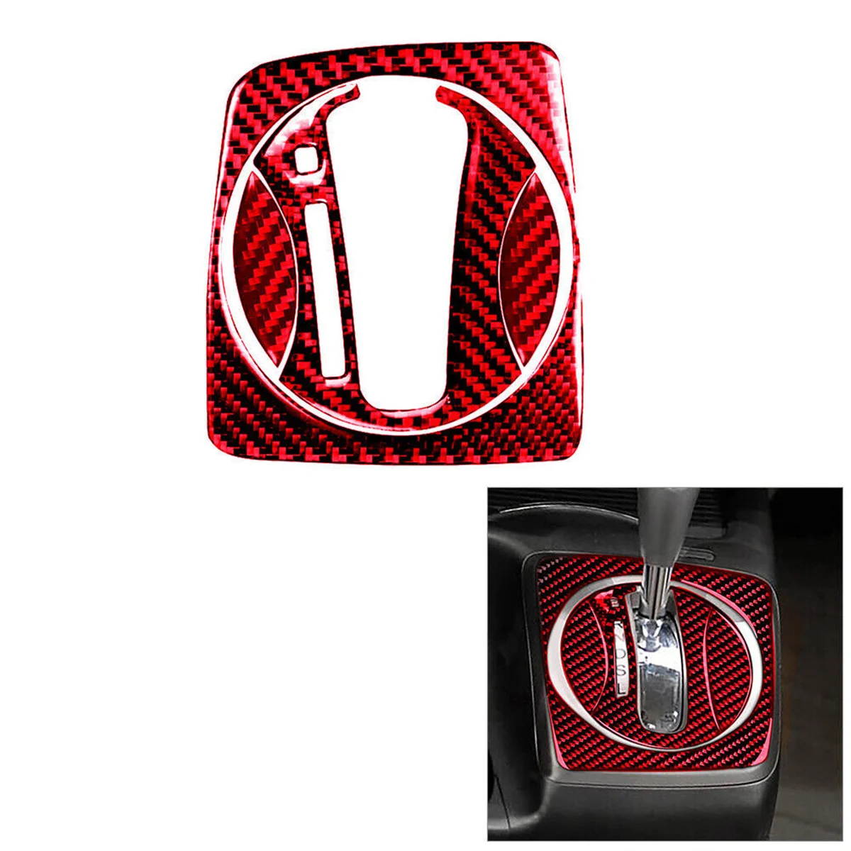 Embellecedor de cubierta de cambio de marchas automático Interior de fibra de carbono rojo para Honda Civic 8Th