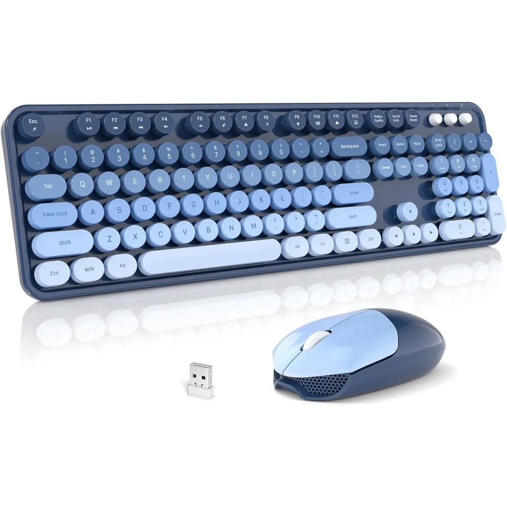 2.4GHz Full-Size Retro Typewriter Keyboard and Wireless Mouse Combo for PC/Laptop/Windows