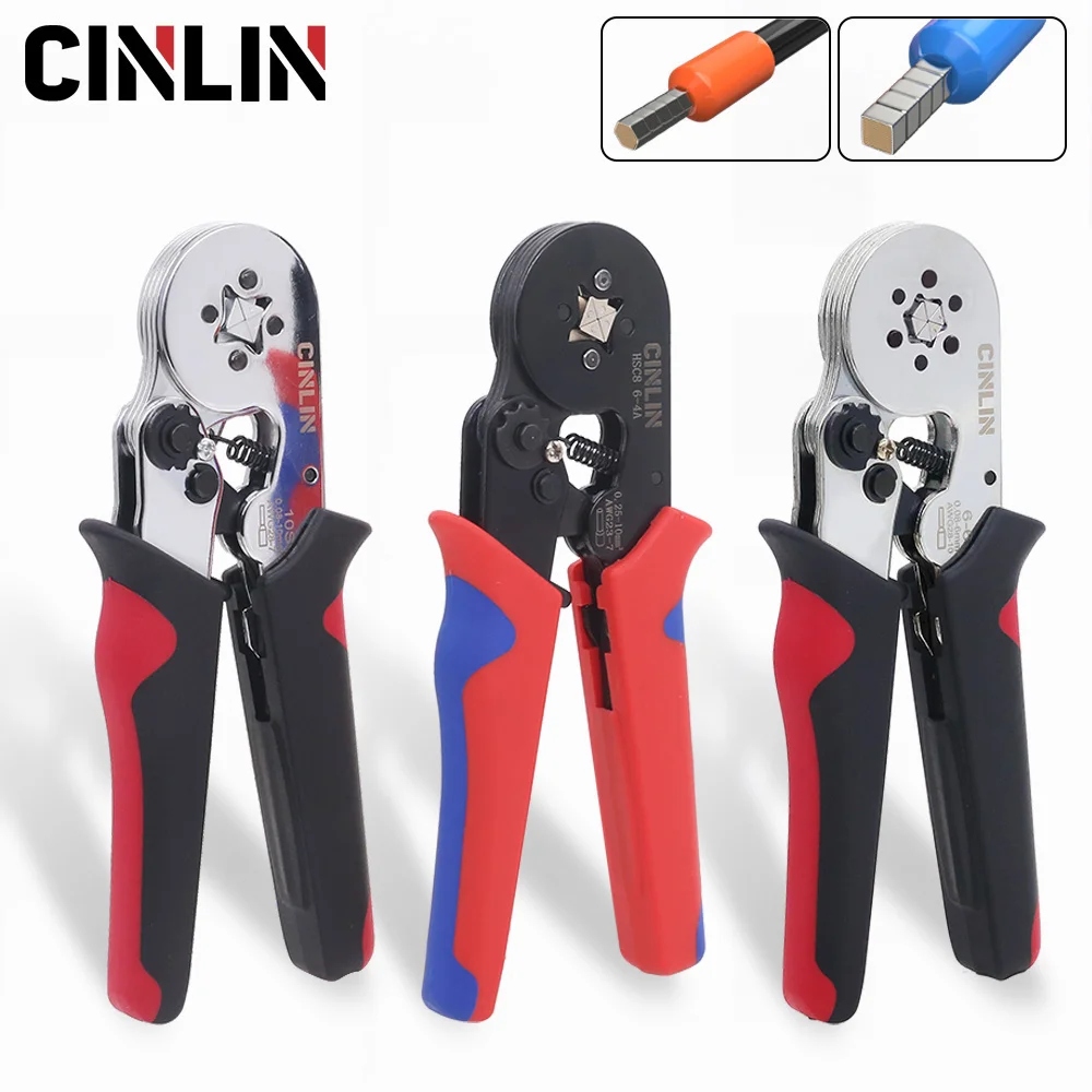 Tube Ferrule VE&TE Terminals Crimping Pliers Range Min 0.08mm Max10mm Set Hand Tools Electrician Crimper HSC8 6-4 6-6 10S