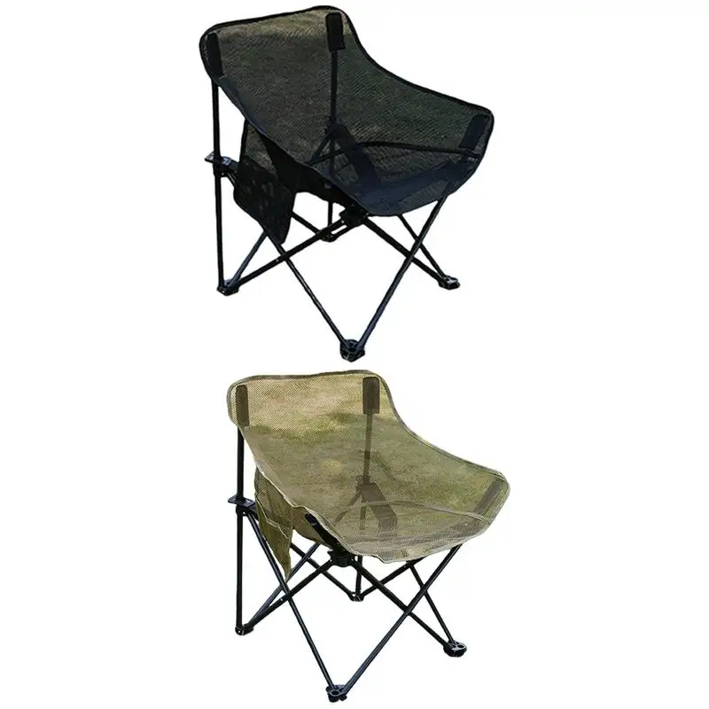 Portable Camping Chair Folding Chairs Outdoor With Side Pockets Mesh Lightweight Comfortable Chairs Outside Folding Chair Tent