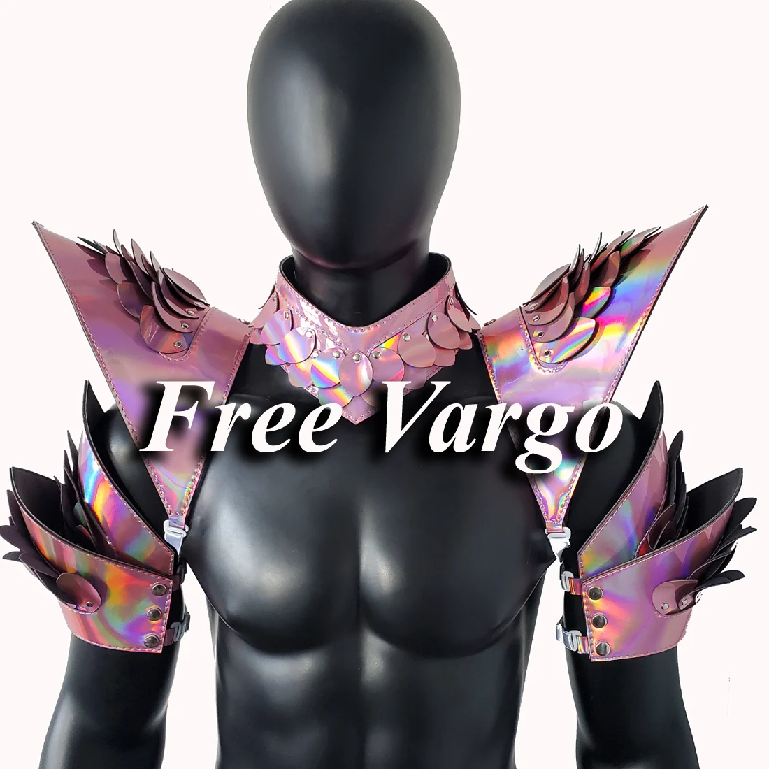 Burning Man Holographic Rave Laser Pink Dragon Scale Armor, Rave EDM Feastival Outfits Costume Wear