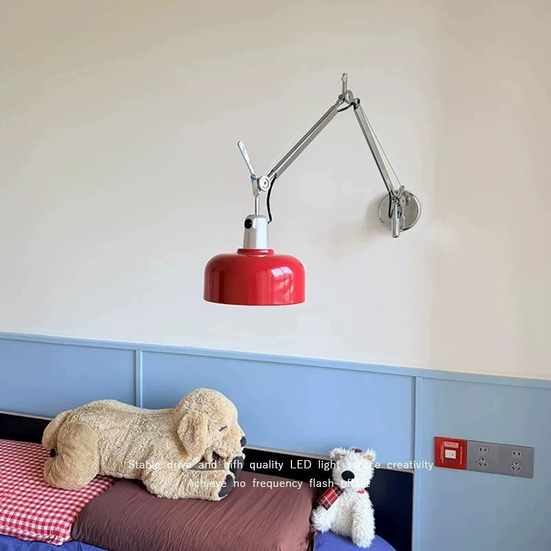 Memphis Long-Arm Rocker Telescopic Wall Lamps Bedroom Bedside Lamp French Industrial Style Living Room Study Reading Wall Lights
