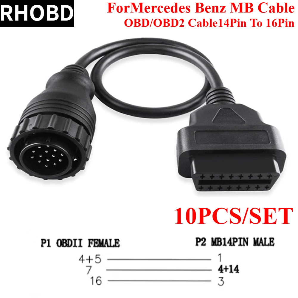 

Новый для Mercedes BENZ Sprinter 14-контактный на 16-контактный автомобильный инструмент Диагностический кабель 14-контактный OBDII OBD2 OBD II ODB 2 16-контактный адаптер Инструмент