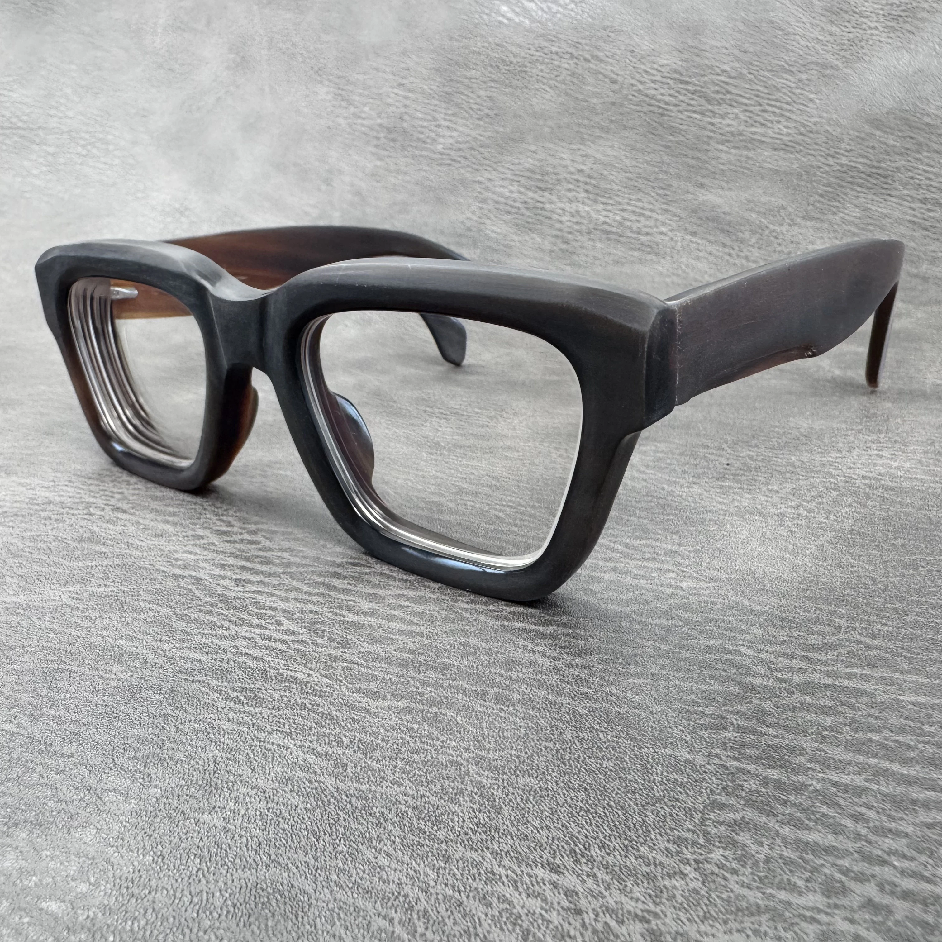 Man Eyeglass Frames Square Big Face Matte Unique Vintage Handmade Brown Stripes Horn Prescription Eyeglasses Men's Glasses Frame